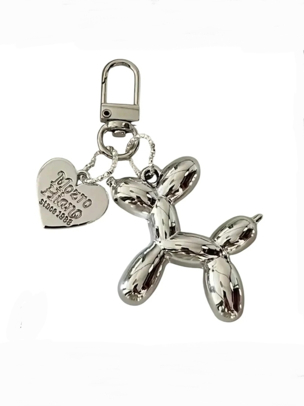 Silver Glossy Resin Balloon Dog Keychain / Bag Charm NWT
